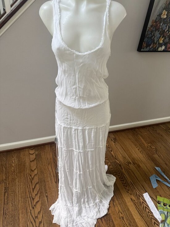 Poupette St Barth Dresses & Skirts - Poupette St Barth White Cotton Tank Maxi Dress Size Small